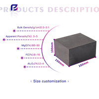 Brique réfractaire en magnésie-carbone (MgO-C) haute température 1800°C, brique de protection en forme pour la doublure des cuves à acier, des fourns EAF et des fourns de conversion