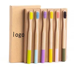 Personalizzazione del supporto per le vendite dirette in fabbrica spazzolino da denti in legno di bambù naturale ecologico biodegradabile di dimensioni maggiori