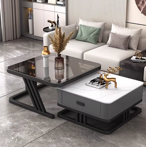 Tavolino da Caffè Moderno in Vetro Estensibile con Struttura in Metallo - Durevole, Ecologico, Facile da Pulire, con Spazio di Archiviazione per Arredamento Soggiorno - Product Image 3
