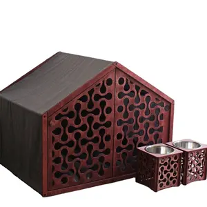 Best-Selling Modern Wooden Dog House with Lovely Folk Art Design Polished Painting Tray Customizable dog cage