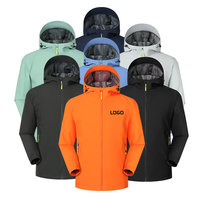 Veste pour homme avec logo personnalisable, veste d'automne pour l'extérieur, coupe-vent, camping, décontractée, à fermeture éclair, à capuche, respirante, couleur unie