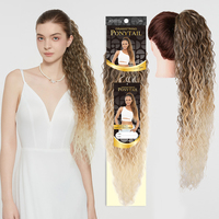 Queue de cheval synthétique Julianna Kanekalon en cheveux bouclés ondulés résistants à la chaleur, avec cordon de serrage, extensions capillaires en gros