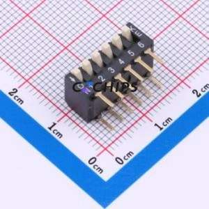 HX 2.54-6P CJCB DIP Switch DIP Switch Flat Toggle, Raised Type Single Pole Single Throw 6 PC Pin - Product Image 1