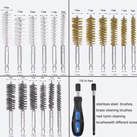 Brosse nettoyante pour tuyau de 1/4 pouce, brosse hexagonale, outil de nettoyage pour enlever la rouille, polissage, 20 pièces