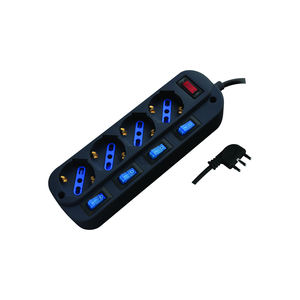 Presa di Corrente Universale a 4 Uscite con Interruttori, 1,5m, Nera - Product Image 1