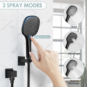 Ensemble complet de système de <span class=keywords><strong>douche</strong></span> noir mat de concepteur avec le mélangeur caché carré et la <span class=keywords><strong>double</strong></span> <span class=keywords><strong>sortie</strong></span> - Product Image 6