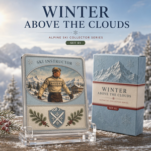 Collection Premium de Cartes à Collectionner en Métal Série Ski Alpin – Art Émail Ovale Vintage <span class=keywords><strong>Alpes</strong></span> Sports d'Hiver pour Collectionneurs - Product Image 1