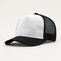 Topi Trucker 5 Panel Jaring Suede Bordir Logo Custom, Pinggiran Melengkung, Snapback, Bernapas, untuk Pria Wanita