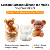 Moule à glaçons en silicone multi-formes personnalisé en usine, sans BPA, thèmes ours, rose, Halloween, pour boissons de bar et fêtes