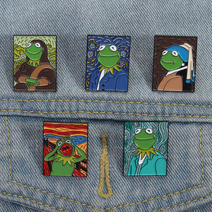 Lucu katak Scream Pin Enamel terinspirasi oleh seni Modern lukisan bros kerah lencana hadiah perhiasan untuk teman - Product Image 1