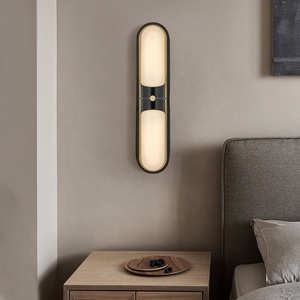 <span class=keywords><strong>Luces</strong></span> de pared <span class=keywords><strong>LED</strong></span> interiores personalizadas <span class=keywords><strong>con</strong></span> diseño de textura de mármol simple luz decorativa Hotel Villas salas de estar lámpara de alabastro - Product Image 4