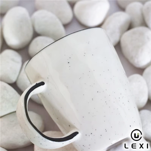 Mug à café en céramique moderne moucheté avec anse noire, capacité 350 ml, compatible lave-vaisselle et micro-ondes, pour la maison, le bureau et les cafés - Product Image 2