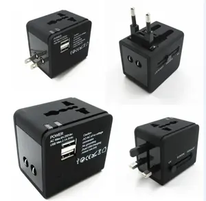 New design world wide international multi-functional charger plug 2 usb port travel adaptor for USA EU UK