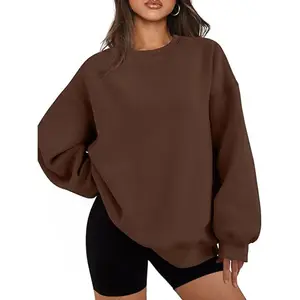 2024 Women's Oversized Sweatshirts Hoodies Fleece Crew Neck Pullover Sweaters Casual Comfy Spring Fashion Outfits Clothes