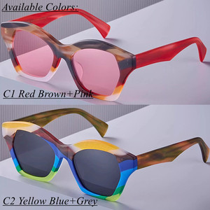 High Quality Women's Men's Polarized Sunglasses Polygonal Design Luxury 2026 Designer Acetate <b>Frame</b> Comfortable Full Rim UV - Product Image 4