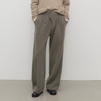 Pantalon de costume décontracté vintage ample à taille haute plissé avec braguette décalée en tissu peigné style britannique personnalisé QUICKSHOW pour hommes