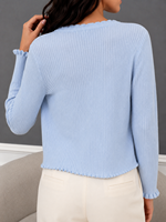 Cardigan en tricot à manches longues pour femme avec fente, coupe ajustée et style court, idéal comme haut de style décontracté pour les fêtes