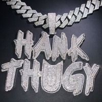 Collier personnalisé avec nom et lettre, pendentif numéro en moissanite sertie de pierres pour homme, style baguette, hip-hop, rock, rappeur, bijoux tendance