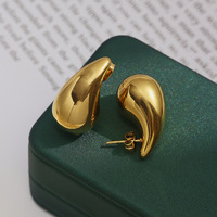 Boucles d'oreilles créoles épaisses étanches pour femmes boucles d'oreilles Dupes goutte d'eau légère hypoallergénique boucles d'oreilles en or bijoux de mode