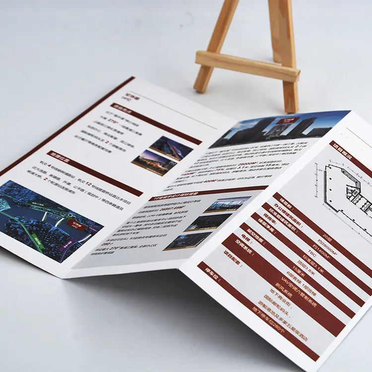 OEMカスタム折りたたみ式チラシとパンフレットビジネス3つ折りチラシ印刷サービス