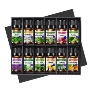 Juego de 12 aceites de aromaterapia orgánicos de plantas naturales para difusor de aroma