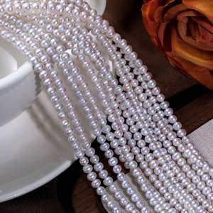 Perla de Agua Dulce Barroca Blanca de 3-4 mm de Zhuji Pearl, Perla Natural Perforada para Hacer Collares y Pulseras, Material Tipo Patata - Product Image 4