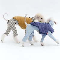 Veste en jean matelassée ajustable pour animaux de compagnie avec attache de laisse, vêtements chauds rembourrés pour chien, en polaire thermique personnalisée