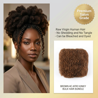 Cheveux humains brésiliens en vrac, roses et bruns, pour tressage, vierges, Remy, modèle 4C, toutes couleurs, 50g, pour salons et extensions
