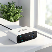 Chargeur intelligent GaN de bureau 470W avec QC3.0 PD 4 ports Type-C et 2 ports USB, écran TFT en direct pour MacBook, téléphones, écouteurs et plus