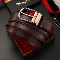 Ceinture en cuir de vachette réversible pour homme, boucle à ardillon, noir et marron, style business décontracté, OEM