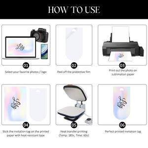 Étiquettes d'invitation vierges en acrylique pour sublimation, personnalisables, imprimables, pour mariages, événements, étiquettes nominatives, étiquettes cadeaux pour impression par transfert thermique - Product Image 6