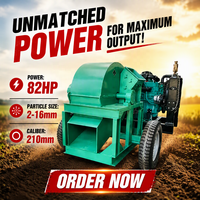 Broyeur à bois pour usine, diesel 82 CV, démarrage électrique, disque en acier moulé, 2200 tr/min, aucune alimentation électrique requise