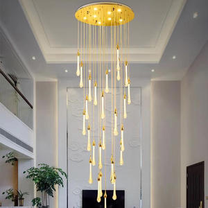 Zeal Lighting Modern Decorative Led Staircase Pendent Gold <b>Crystal</b> <b>Chandelier</b> <b>Light</b> for villa - Product Image 2