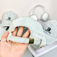 Cappellino da Baseball in Denim Ricamato Stile Coreano da Donna, 6 Pannelli, Lavato ad Acqua, Adatto a Teste Più Grandi, Rende il Viso più Piccolo