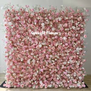 Оптовая Продажа с фабрики, Фотофон с розовыми цветами, 8 х8 футов, высокое качество, искусственные розовые цветы, свадебные украшения, стены - Product Image 2