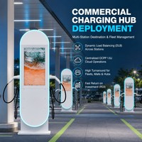 Station de recharge pour véhicules électriques BHZD AC44KW avec écran publicitaire étanche de 32 pouces, 2 pistolets, état neuf, connecteurs de type 2