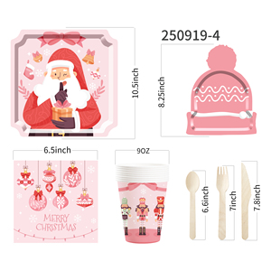 DAMAI - Nuevos Artículos para Fiestas de Navidad, Molde para Sombrero de Papá Noel, Platos de Papel para Postres, Vasos y Servilletas para Fiestas de Navidad - Product Image 6