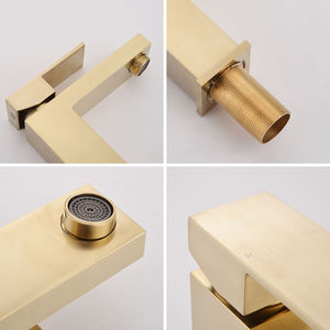 Robinet de lavabo moderne en laiton, mitigeur <span class=keywords><strong>carré</strong></span> en céramique <span class=keywords><strong>à</strong></span> poignée unique pour eau chaude/froide, idéal pour salle de bain, chambre et hôtel - Product Image 5
