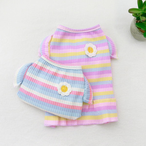 Vestido fino de primavera y verano para mascotas, de algodón a rayas, lindo para perros pequeños y gatos - Product Image 3