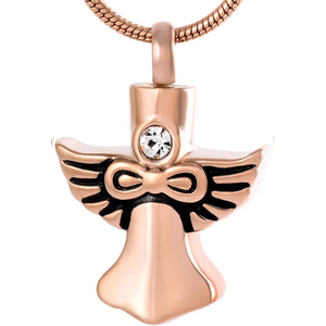 Collier pendentif avec nez et ailes d'ange pour cendres humaines, bijoux commémoratifs crémés, souvenir en acier inoxydable - Product Image 6