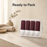 Fournisseur en gros : Trousse de voyage personnalisée avec logo, sac de rangement pour équipement de voyage, ensemble de bouteilles de voyage en silicone pour salles de bain d'hôtes