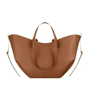 Sac à main élégant pour <span class=keywords><strong>femme</strong></span> en <span class=keywords><strong>cuir</strong></span> véritable vintage, couleur unie, imperméable, grande capacité, sans bandoulière, avec fermeture à rabat - Product Image 1