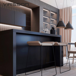 Gabinetes de Cocina Modulares de Alta Gama con Base para Fregadero, Diseño en Pintura Negra Brillante y Tablero de Melamina - Product Image 3