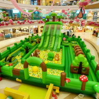 Château gonflable commercial d'extérieur avec parcours d'obstacles en PVC, facile à installer, taille personnalisable pour 5 à 10 personnes