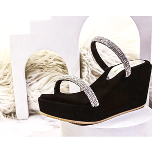 High Quality Sparkling Rhinestone Mesh Soft <b>Wedges</b>: Elevate Your Style with Comfort and Glamour Womens Footwear - Product Image 6