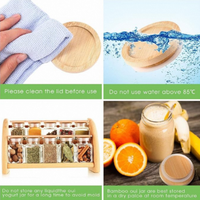 Couvercles en bambou naturel écologiques avec joints en silicone pour bocaux à large ouverture - Durables, réutilisables, étanches, de haute qualité
