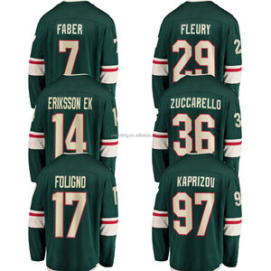 2024 майка для хоккея с шайбой Minnesota, вышитые футболки с логотипами #97 Kaprizov #29 Fleury #7 Faber #36, вышитая спортивная форма - Product Image 1