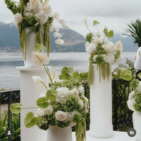 Boule de fleurs en soie verte cascade de 70 cm, Hortensia et Rose Blancs Effet Naturel, pour Décoration de Table de Réception de Mariage - Fournisseur
