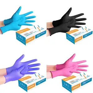 Guantes de nitrilo sintético para Artista de tatuajes, caja de guantes para salón de belleza, rosa, negro, azul, morado y verde, sin polvo, venta al por mayor