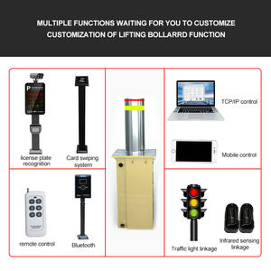 키 유닛 도로 안전 격리 교통 장벽 LED 조명 휴대 전화 원격 제어 전기 유압 볼라드 스테인레스 스틸 - Product Image 3